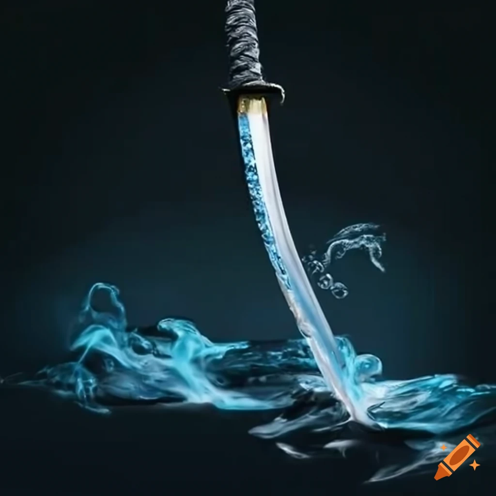 Katana made of flowing water on Craiyon