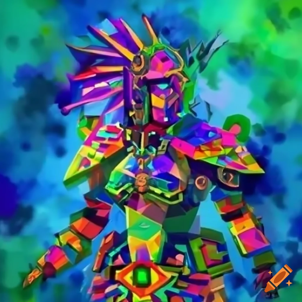 Intricate Low Poly Aztec Valkyrie Mecha