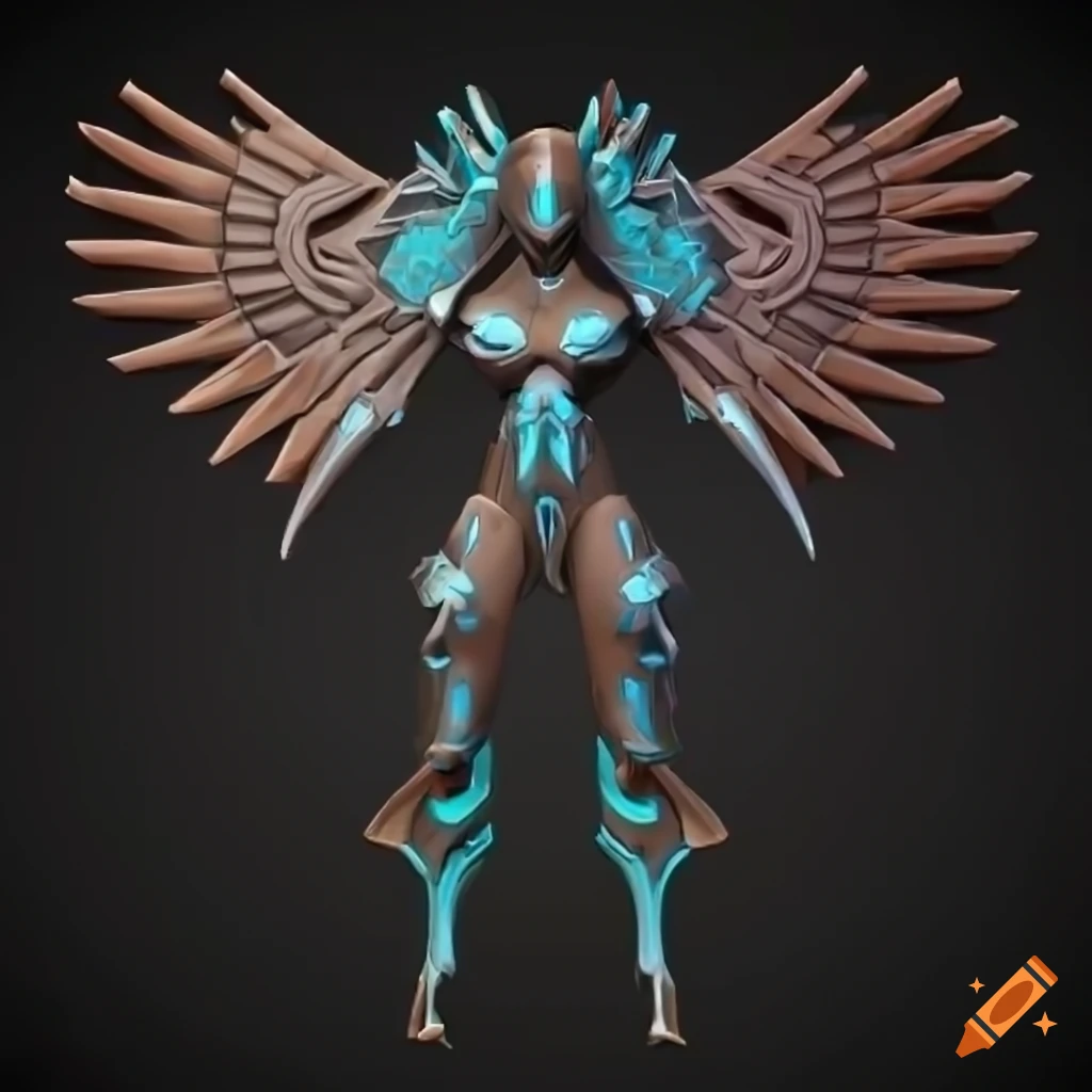 Cybernetic Aztec Shark Valkyrie in a stylized render