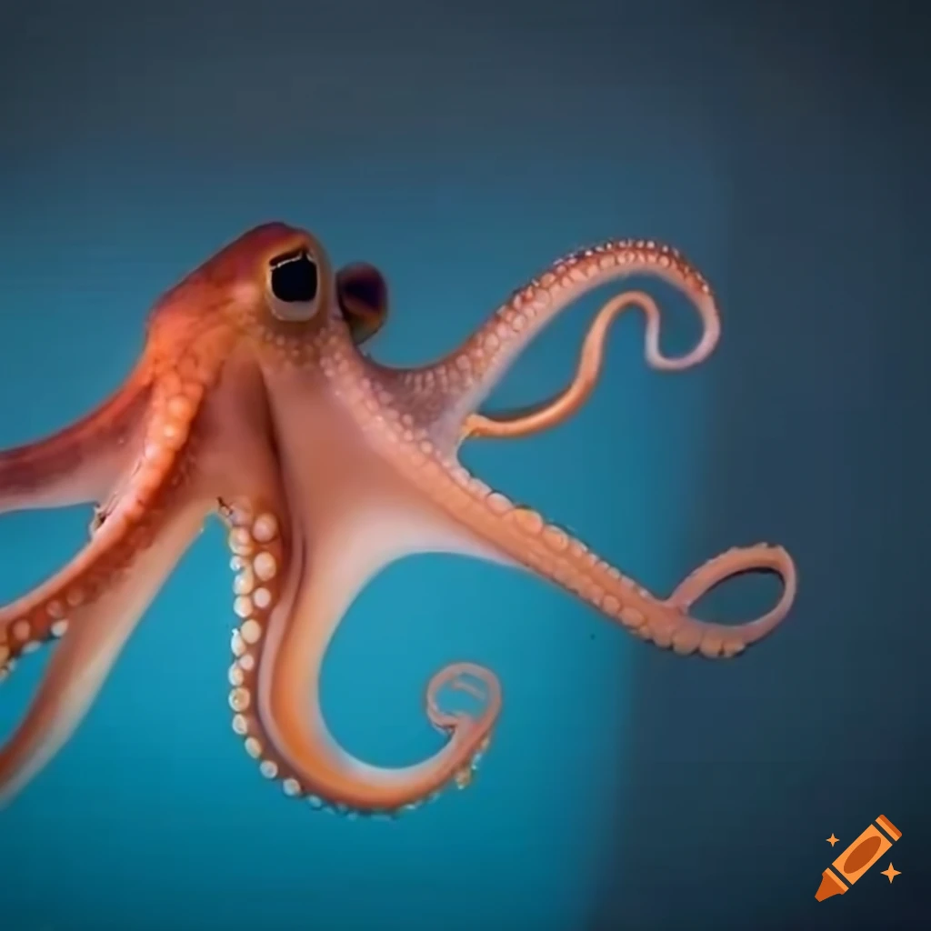 Curious octopus reaching out to touch baby's fingers