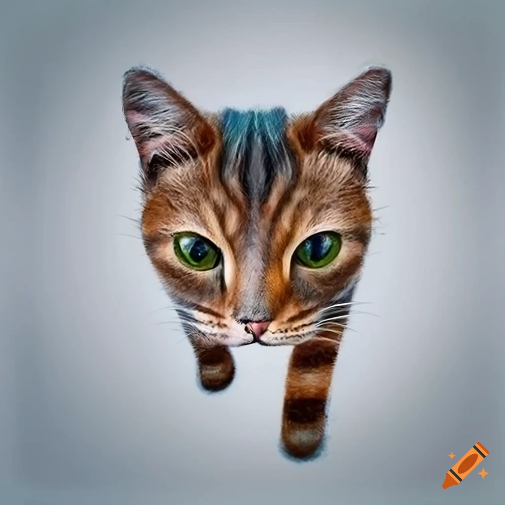 Cute brown cat in modern blue gray female attire in hyperdetailed charcoal drawing