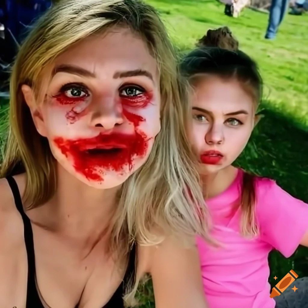 Confrontation between two women resembling Leni Klum and a grandmother at a wild west farm in the summer