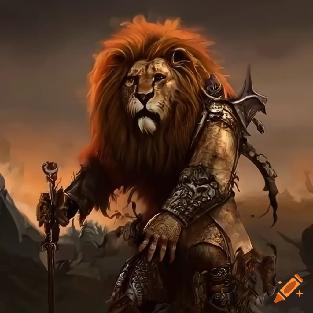 Lions army with fantasy weapons