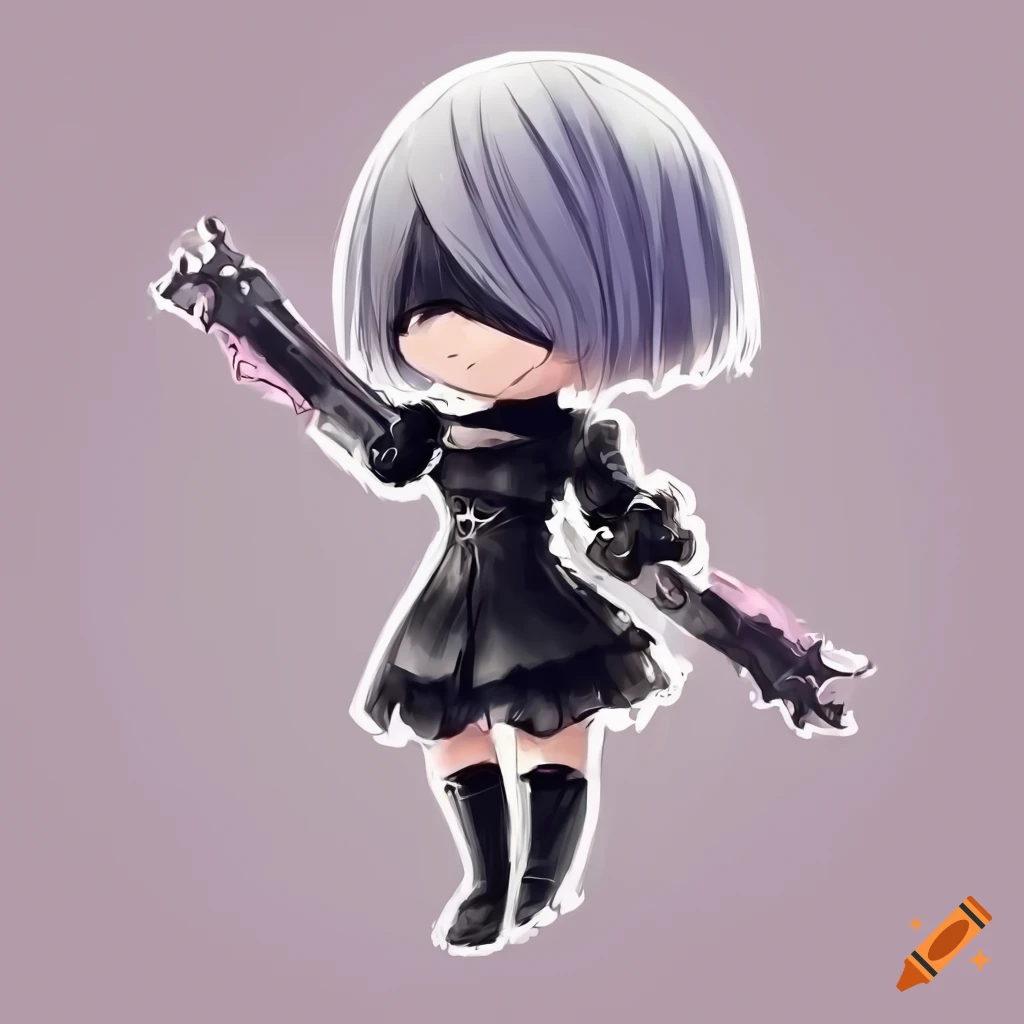 Chibi version of 2B from Nier Automata