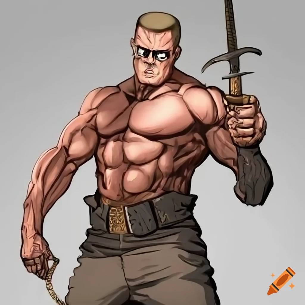 Hank Hill wielding a large sword