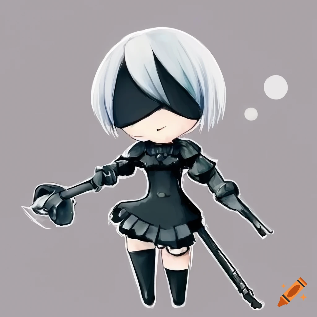 Chibi version of 2B from Nier Automata