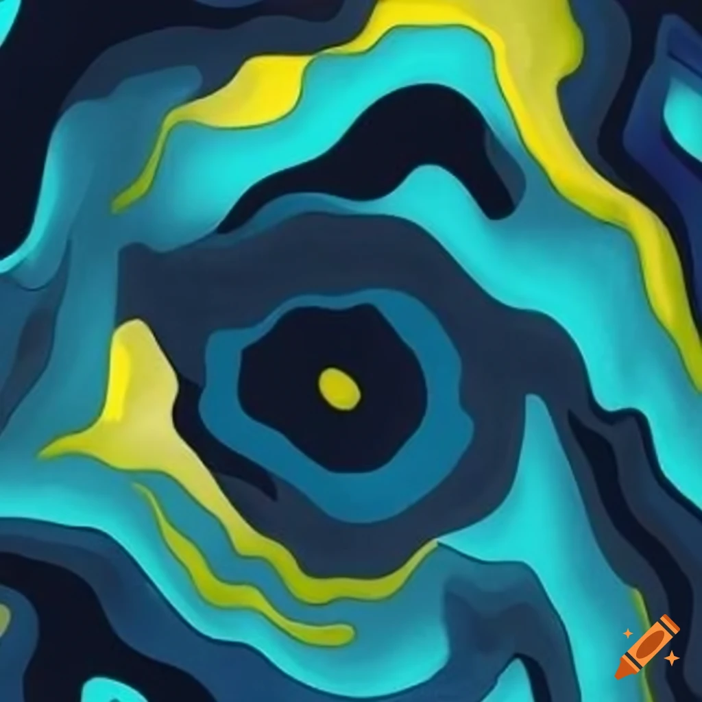 Geometric camouflage pattern in bold colors with thunder bolt and wave patterns