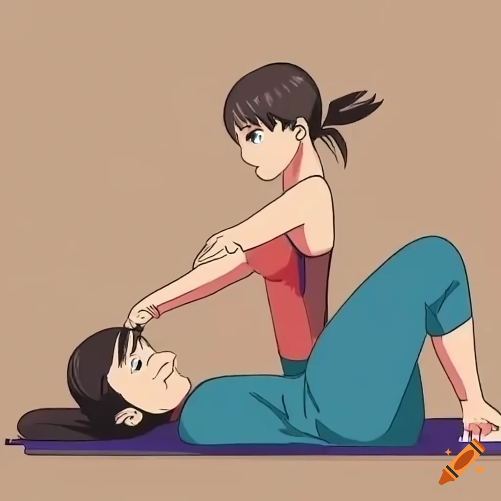 Man stretching in gym with trainer's support