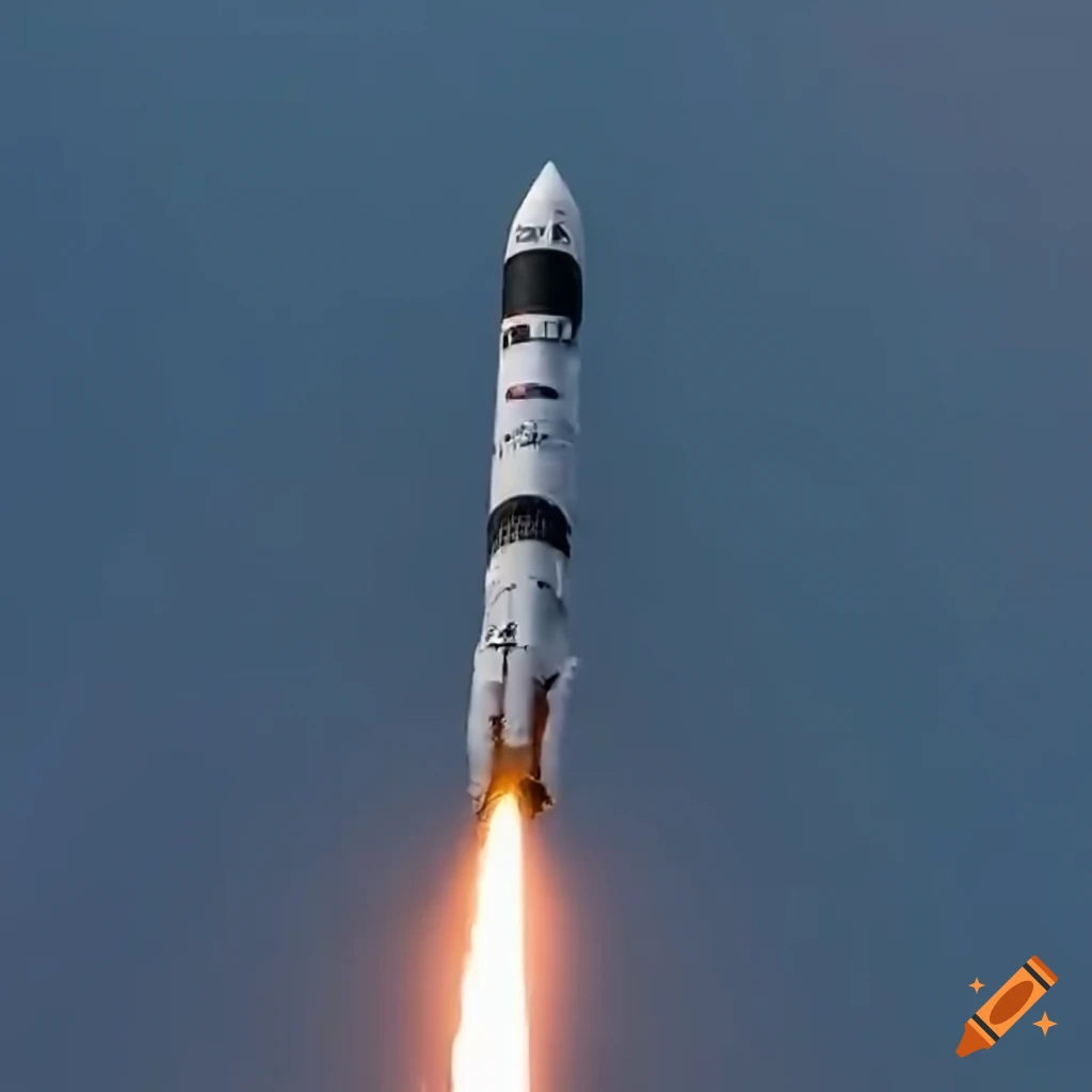Rocket launch at Satish Dhawan Space Centre with white smoke and orange flames