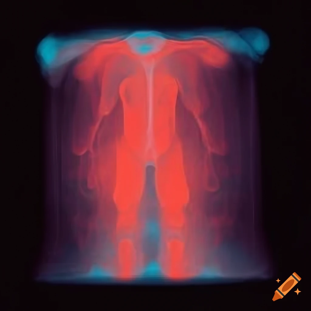 X-ray of human in vintage 80s art style
