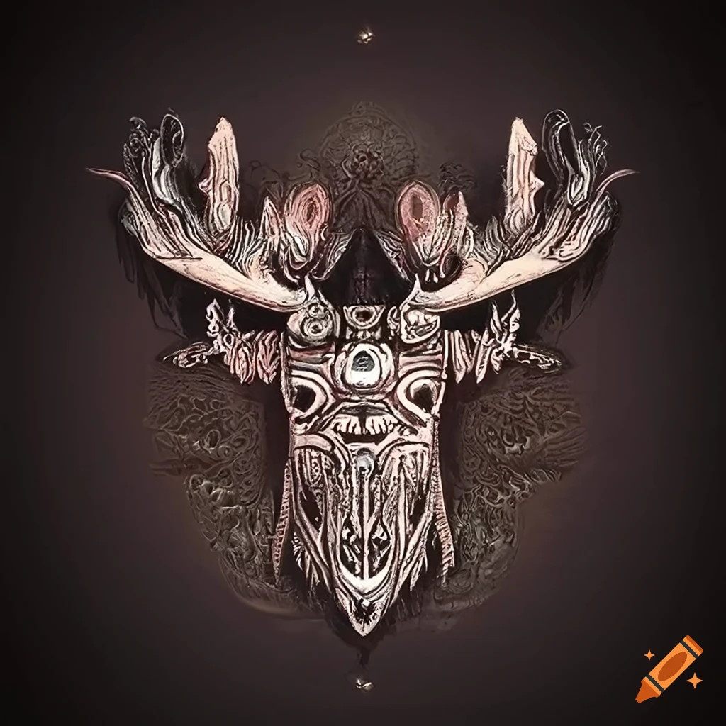 Intricate tribal design of a majestic moose with prominent antlers