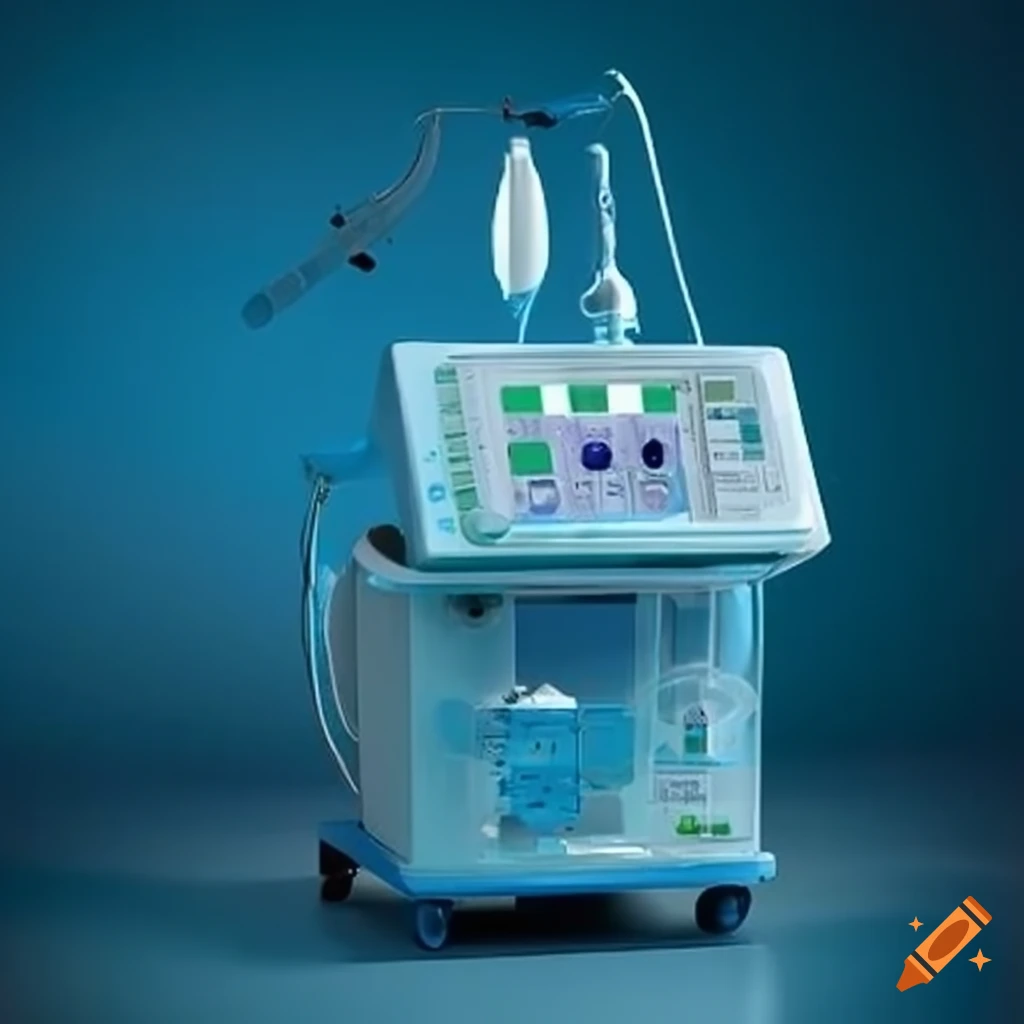 High-tech medical ventilator with clear labeling