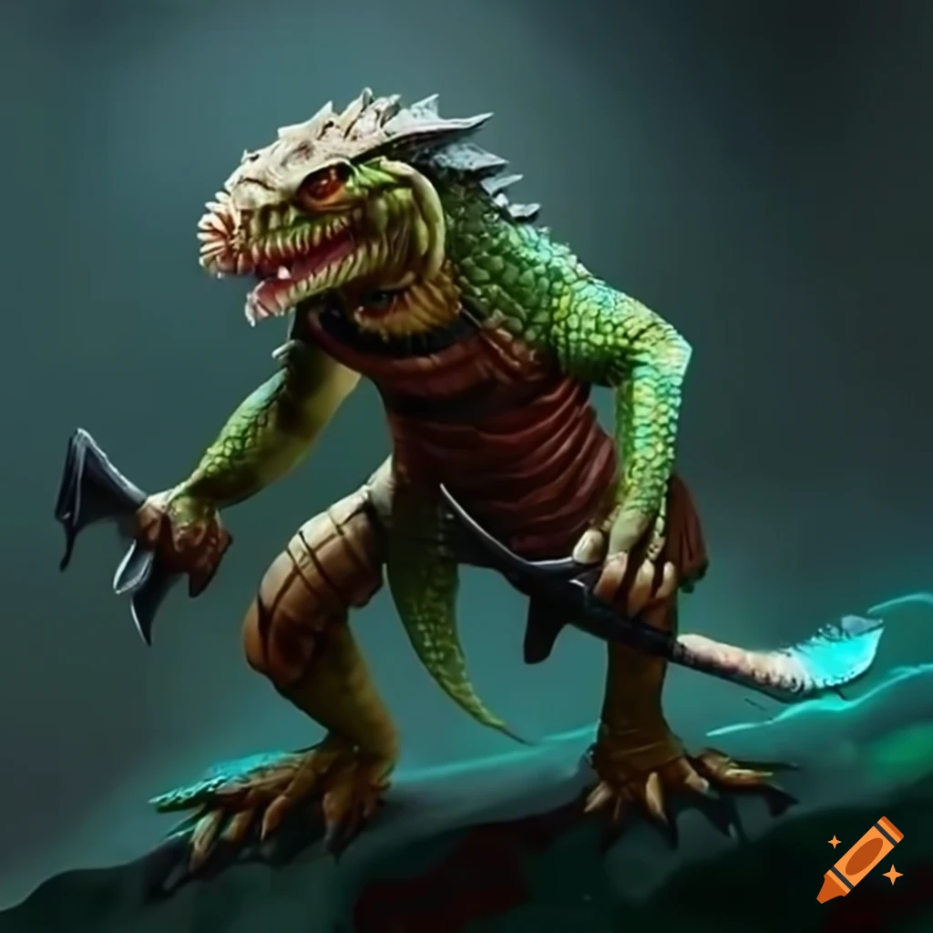 Epic lizard army armed with weapons