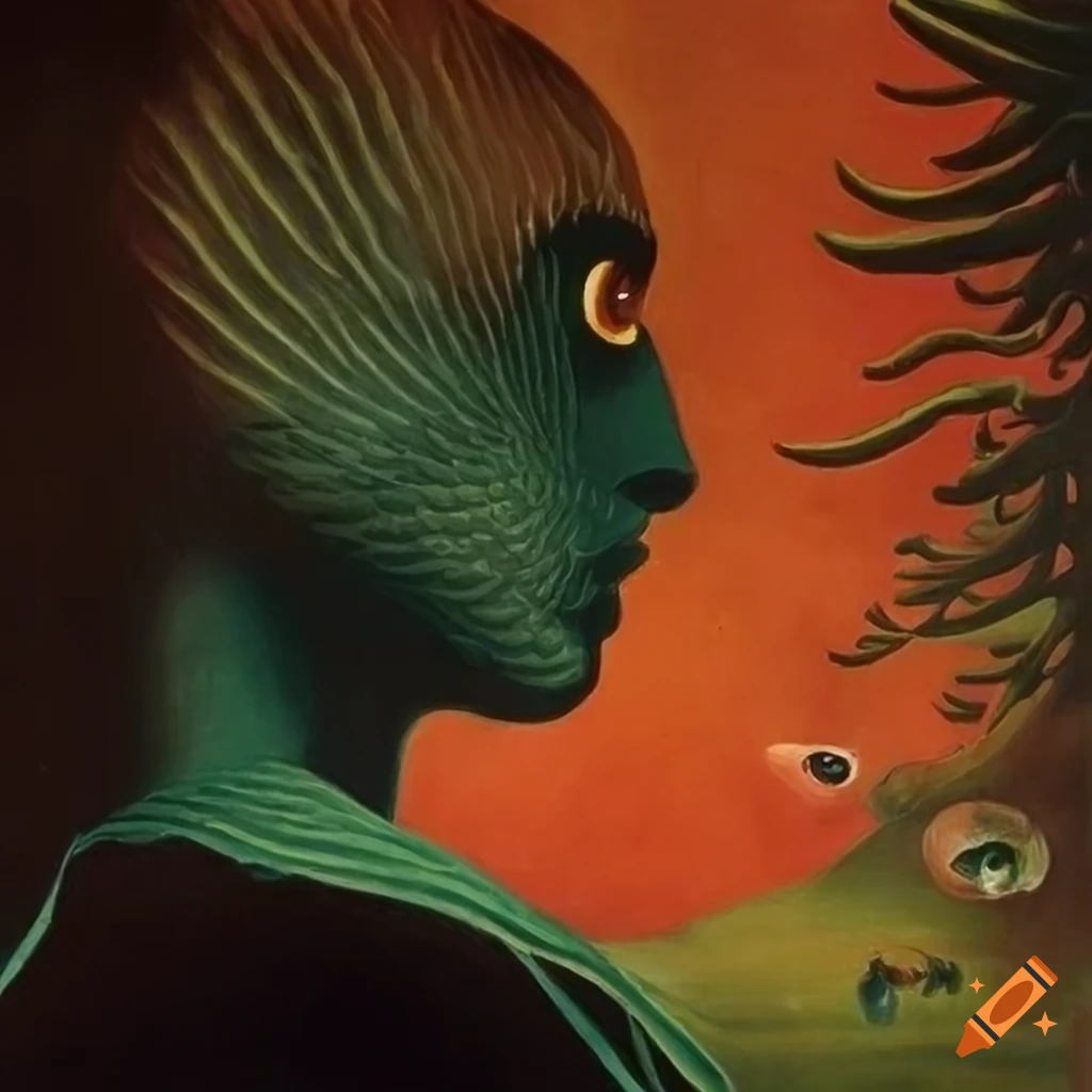 Nonbinary human looking through Celestial veil in Science Fiction pulp magazine cover