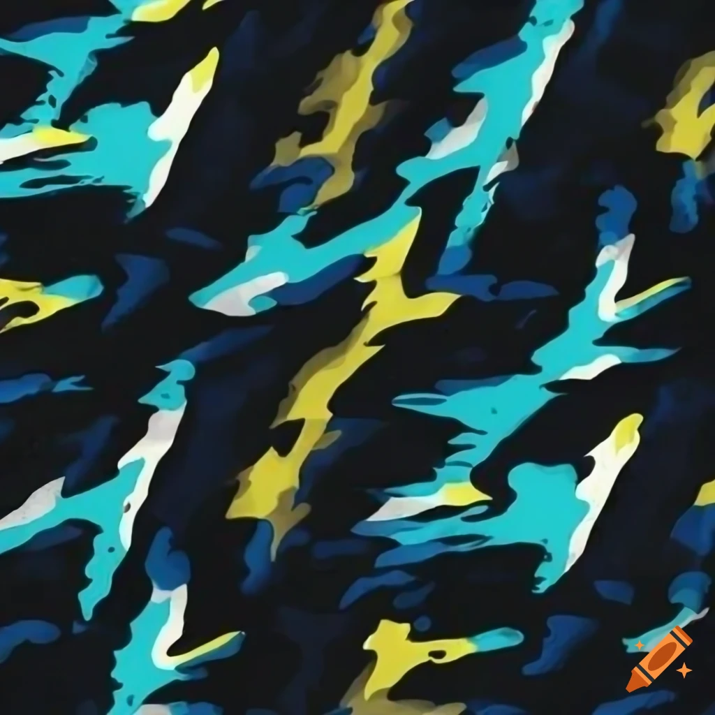 Riptide Camouflage Pattern in bold colors with thunder bolt and wave patterns