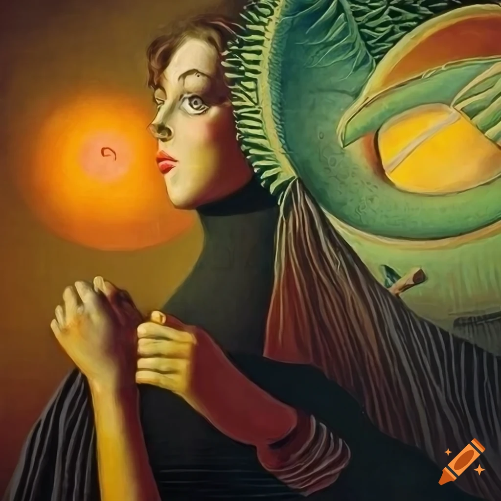 Nonbinary human gazing through Celestial veil in Sci-Fi pulp magazine cover
