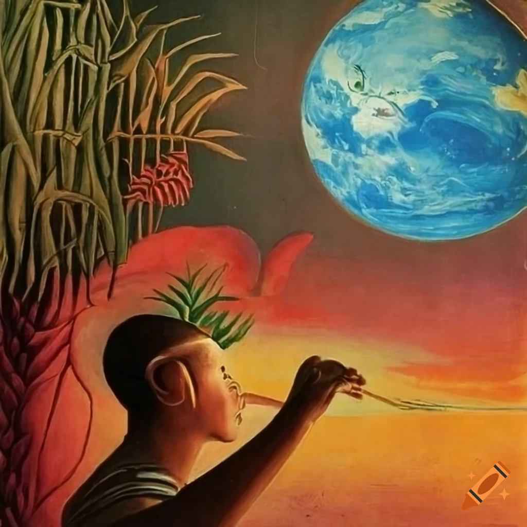 Sci-Fi pulp magazine cover featuring a nonbinary human gazing through the Celestial veil