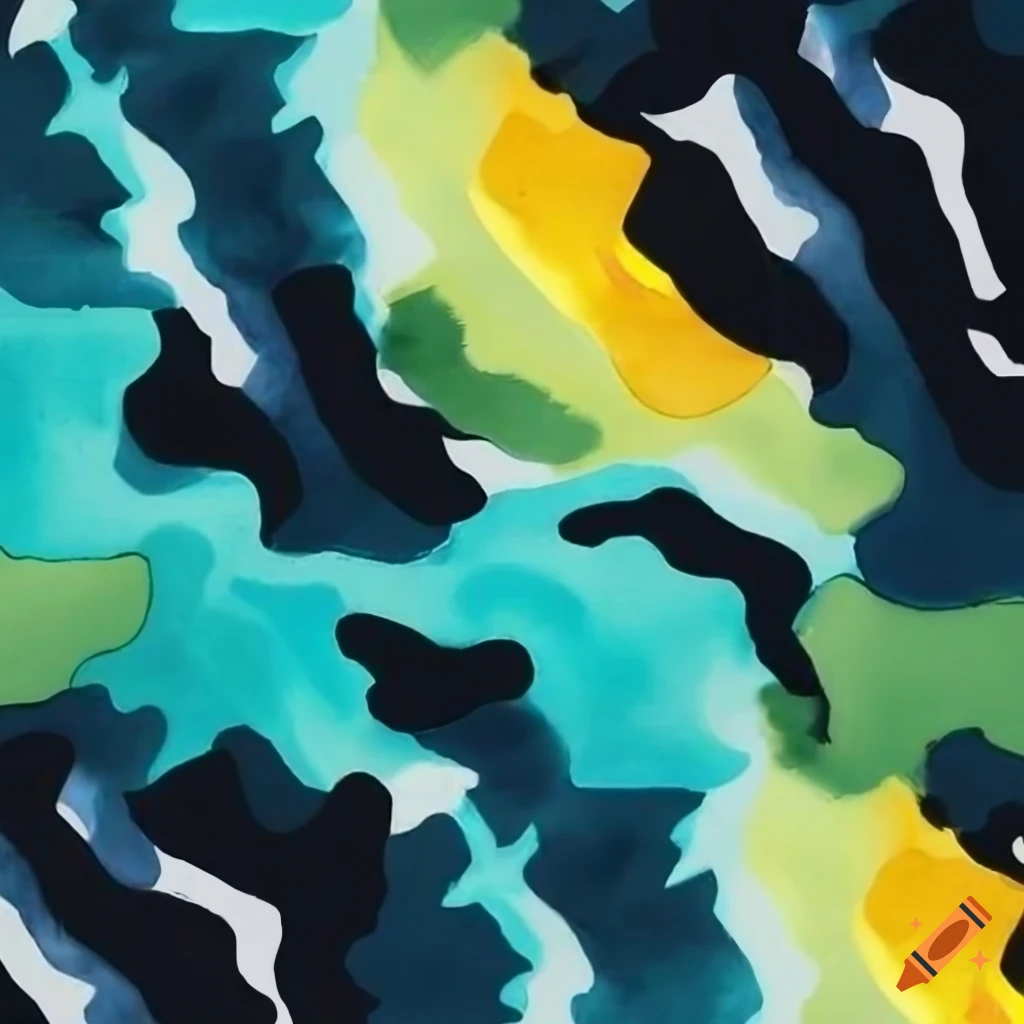 Geometric camouflage pattern with bold colors and thunder bolt designs ...