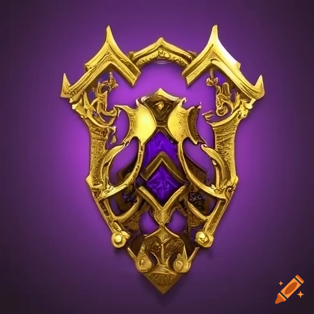 Dwarven crest in purple and gold colors