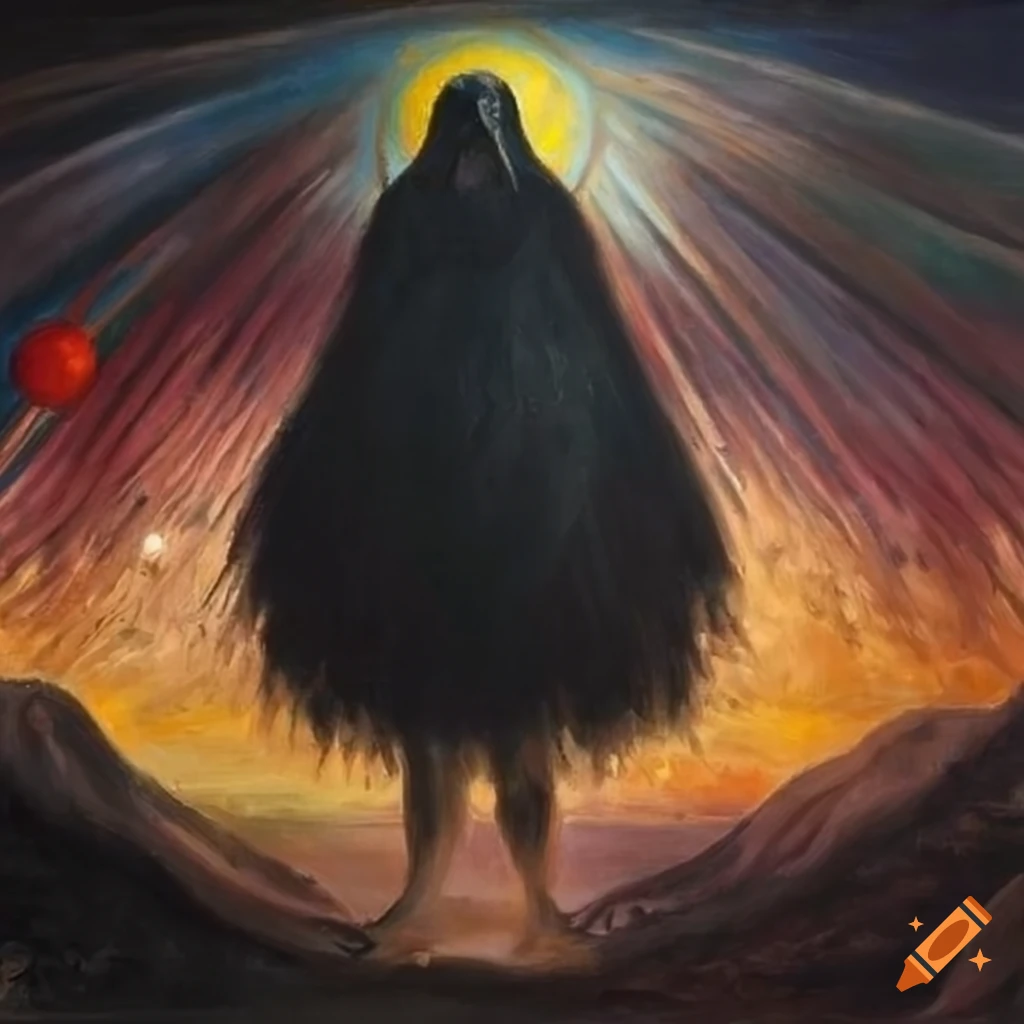 Painting in surrealist style featuring Carlos Castaneda and Don Juan Matus with a Tapio