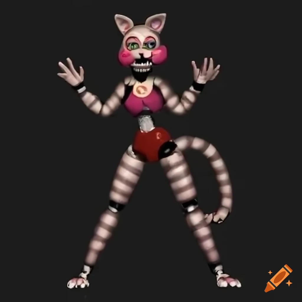 Animatronic cat girl in friendly fnaf style