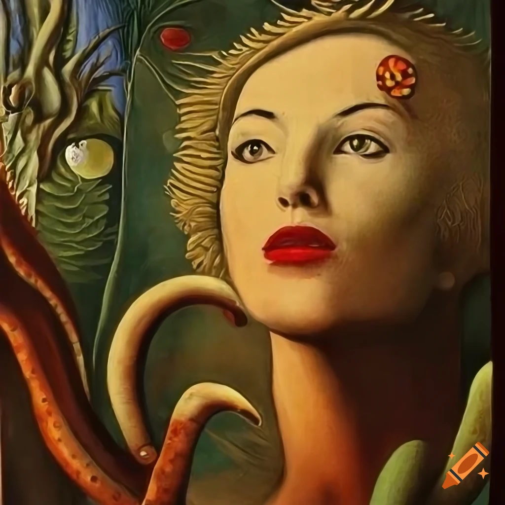 Nonbinary human looking through Celestial veil in Science Fiction pulp magazine cover