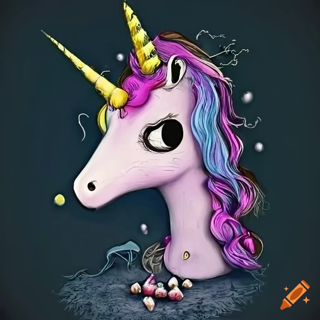Tim Burton-style unicorn design