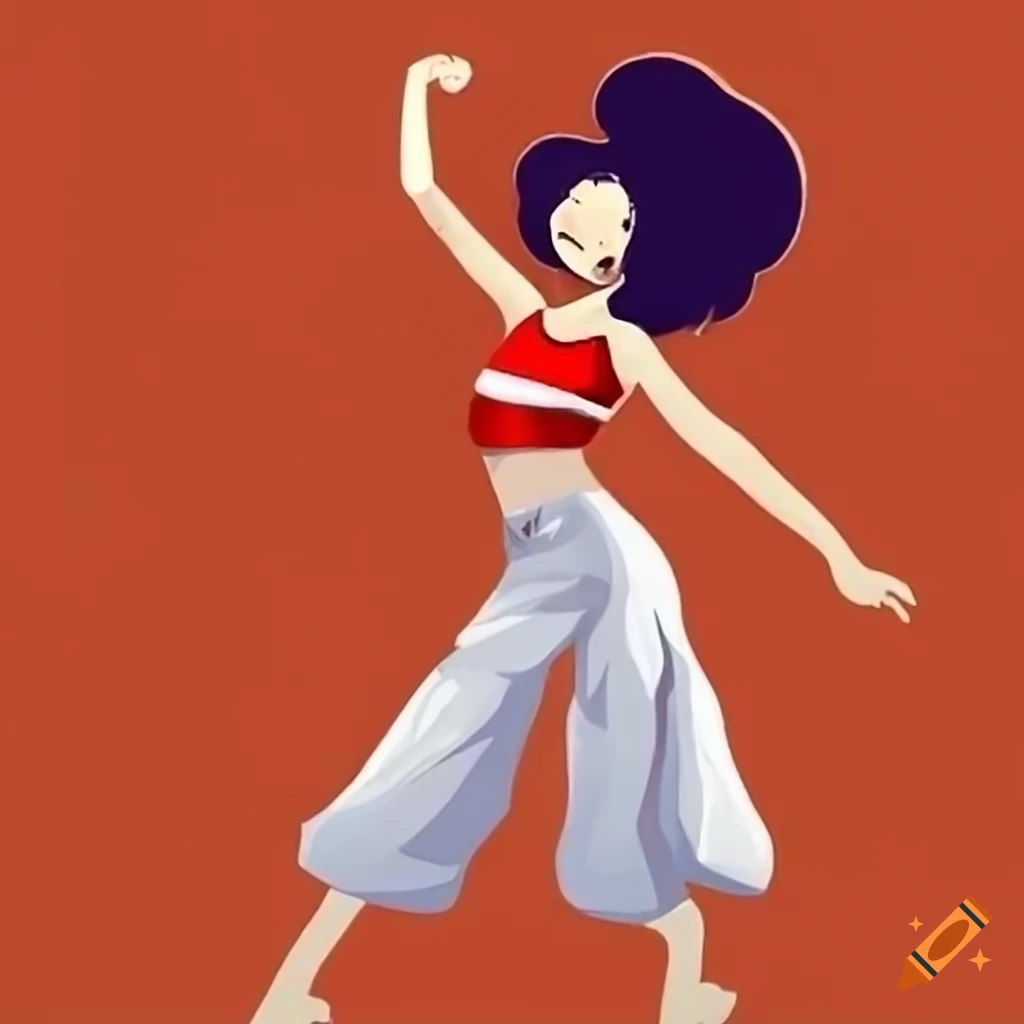 Girl dancing in a Sheena Rose cartoon style with a 70's vibe