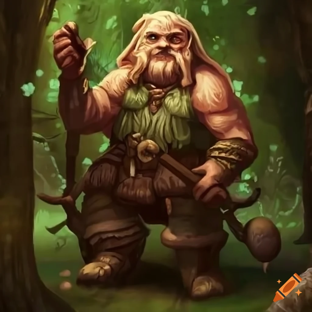 Druid Dwarf covered in spores and mushrooms for DnD