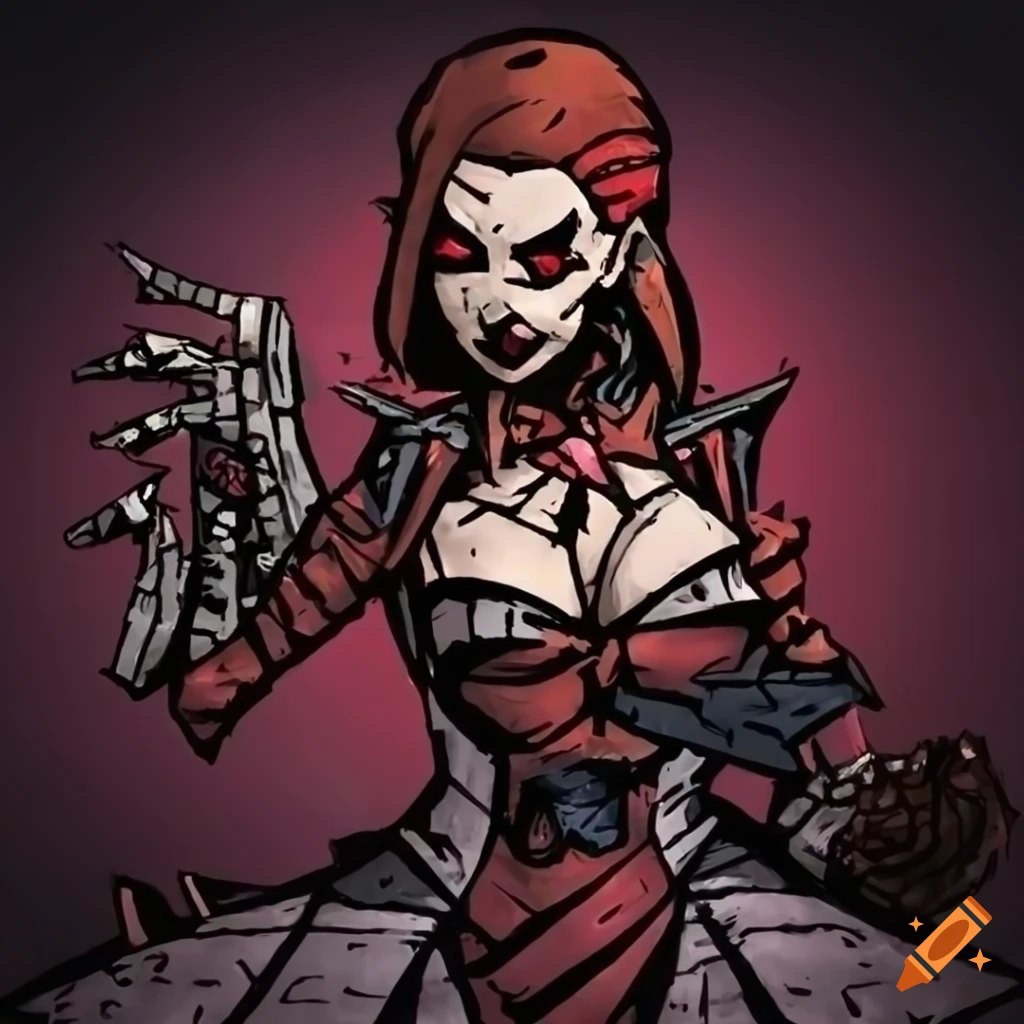 Vampiric countess with claws in Darkest Dungeon art style