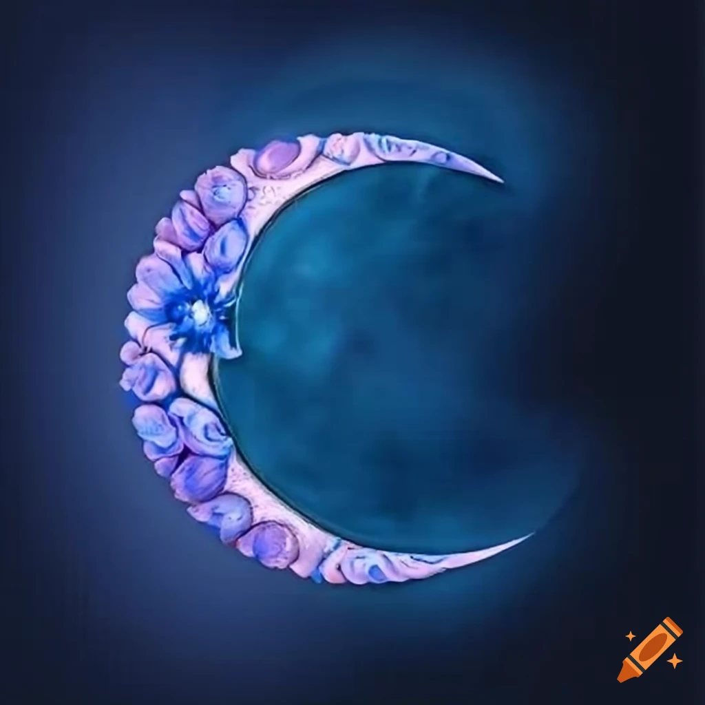 Intricate ornamental blue flower shaped like a crescent moon