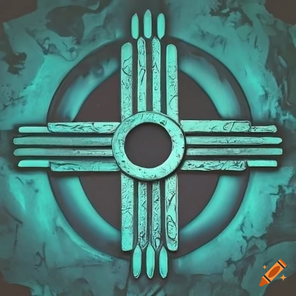 Zia Symbol in turquoise and verdigris
