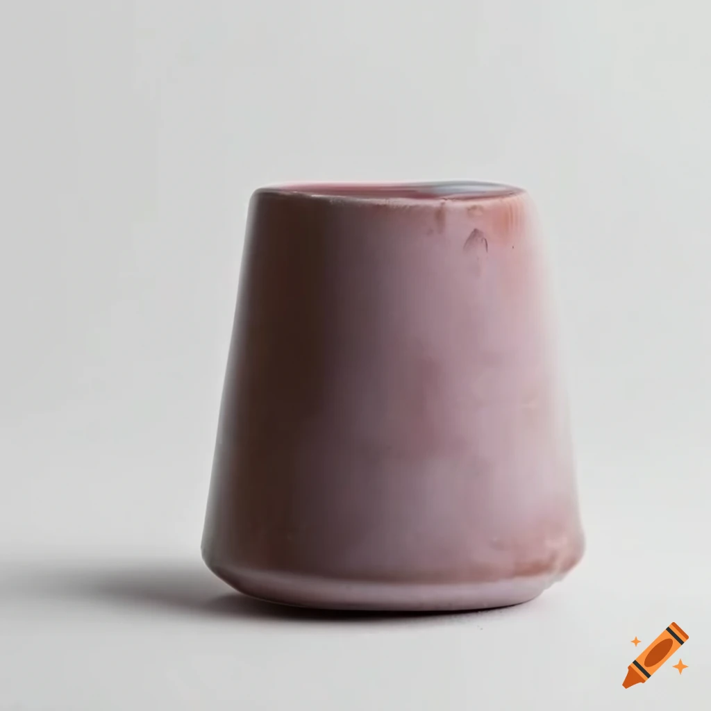 Ceramic cylinder with rich granular salt ash fig glaze on white background