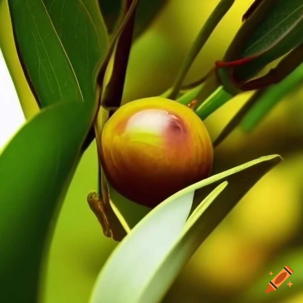 Organic jojoba oil plant with detailed close-ups of nuts and leaves