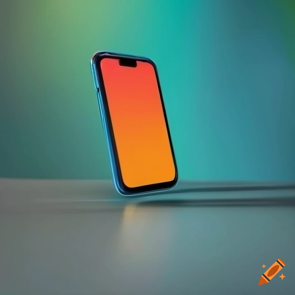 Smartphone on table with colorful background and bright lighting