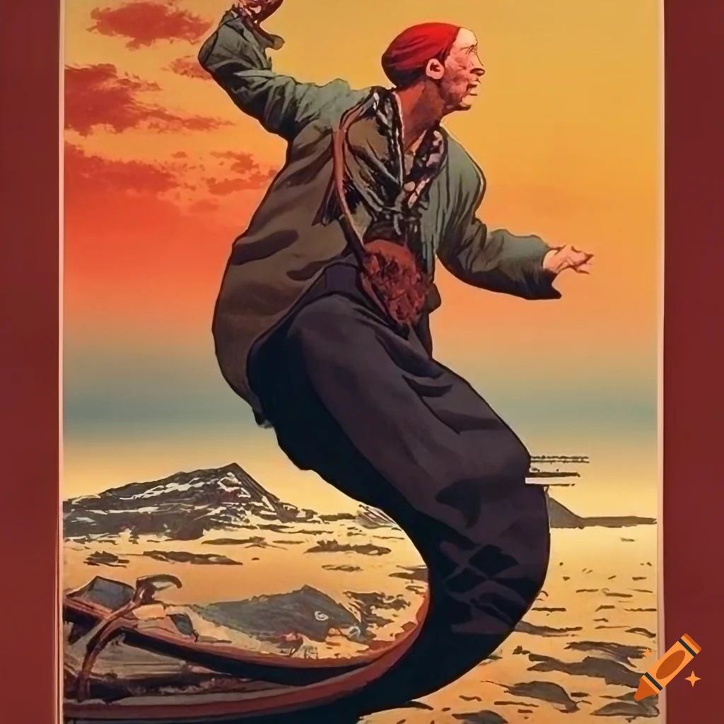 Norway travel poster inspired by Zatoichi with a blend of artist styles
