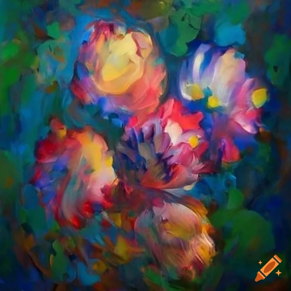 Abstract impressionist wild flowers painting on Craiyon