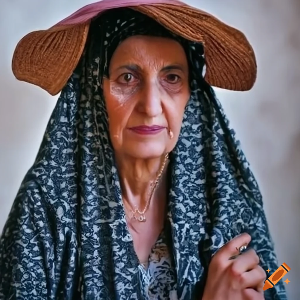 Syrian lady in a wide floppy hat
