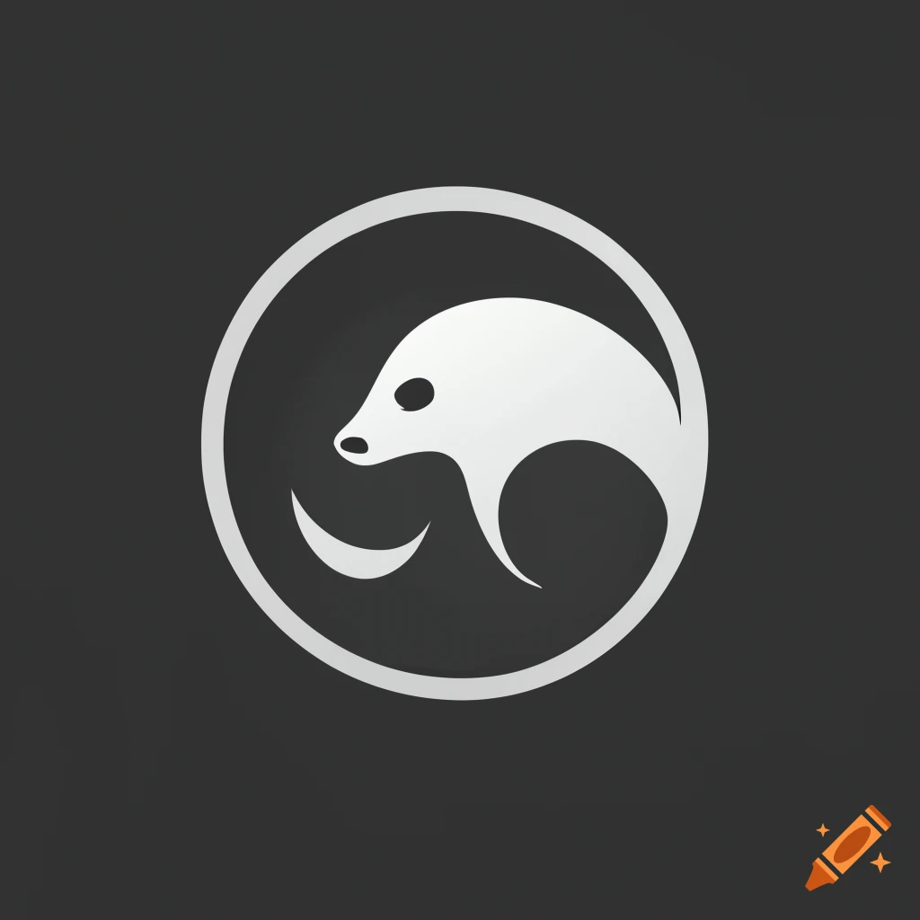 Abstract circular logo design featuring a fox shape in a monochromatic style