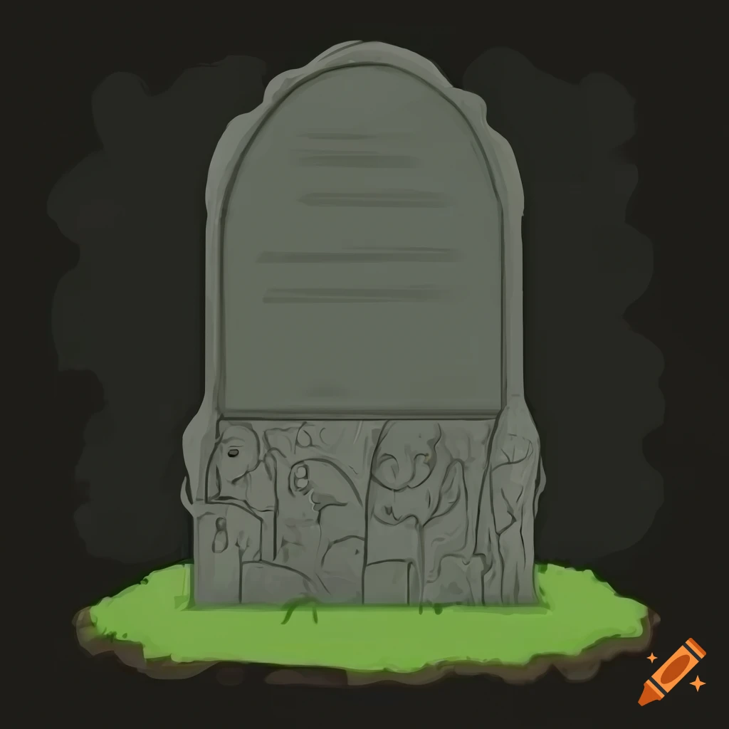 Eerie medieval flat gravestone in digital art style
