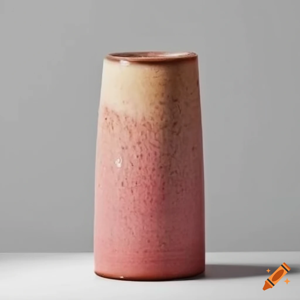 Ceramic cylinder with rich granular salt ash fig glaze on white background