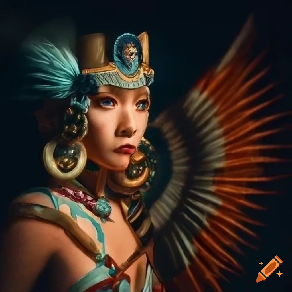 Ukiyo-e Aztec Valkyrie art piece