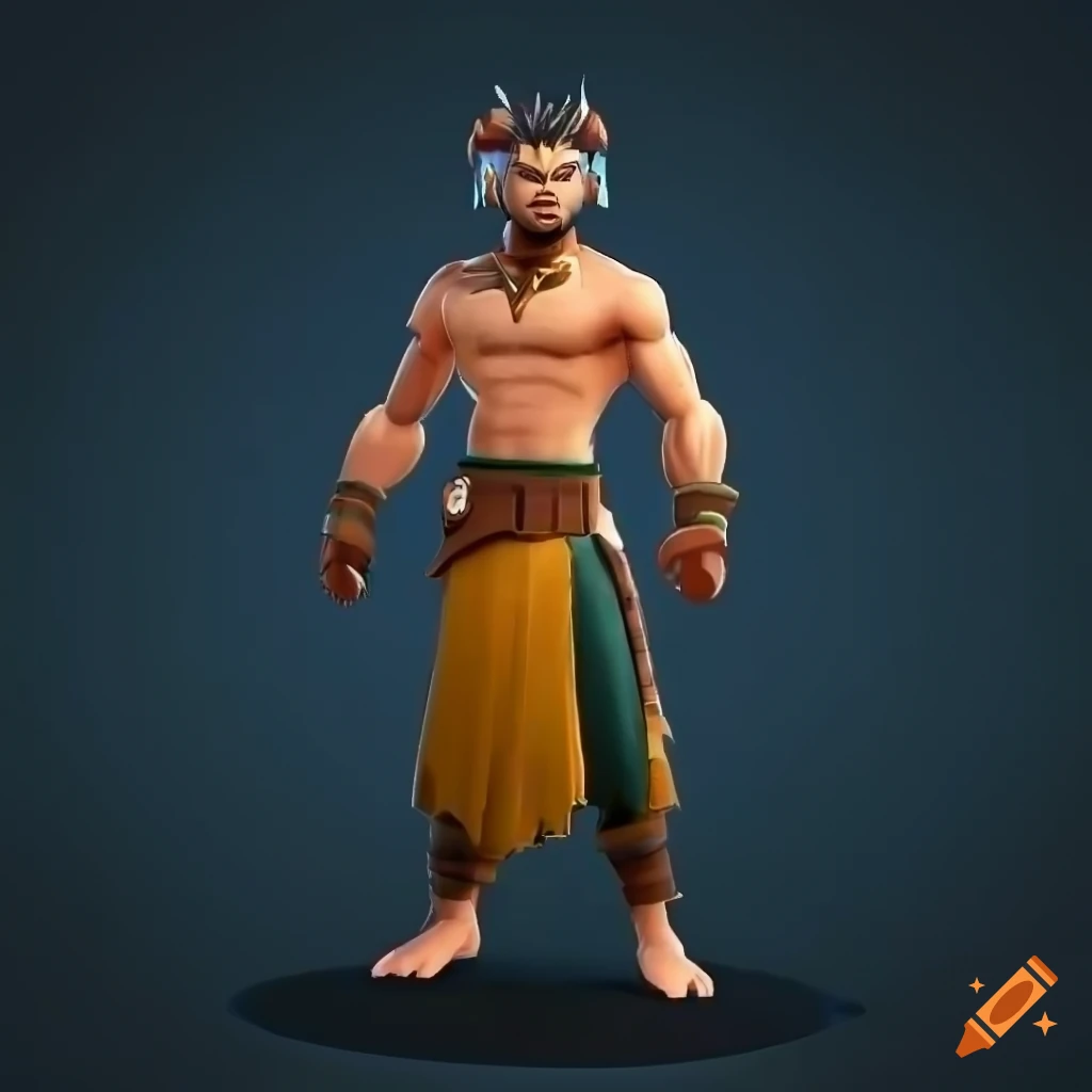 Stylized male tribe leader in 3/4 view