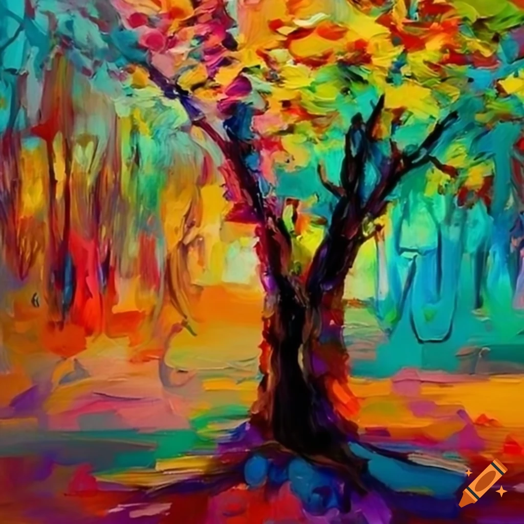 Abstract impressionist trees painting on Craiyon