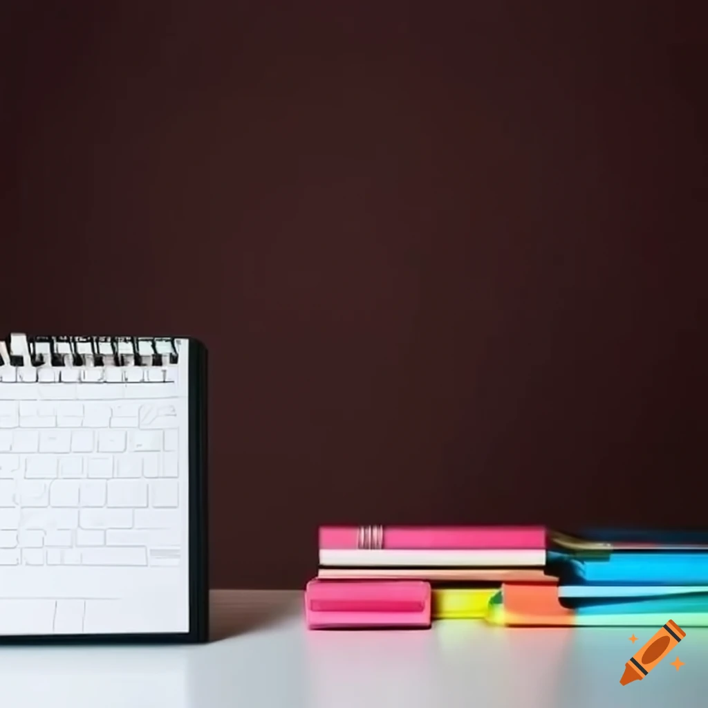 Efficient workspace with colorful stationery and planner