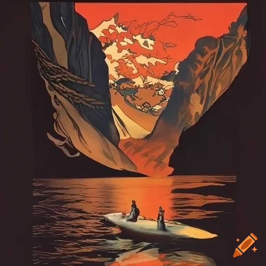 Norway travel poster homage to Zatoichi with a blend of art styles