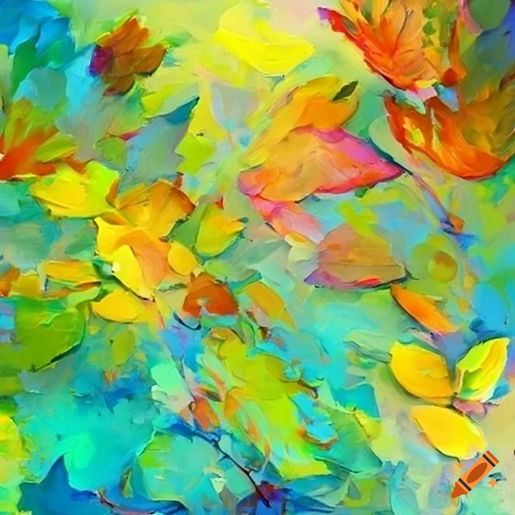 Abstract impressionist leaves art