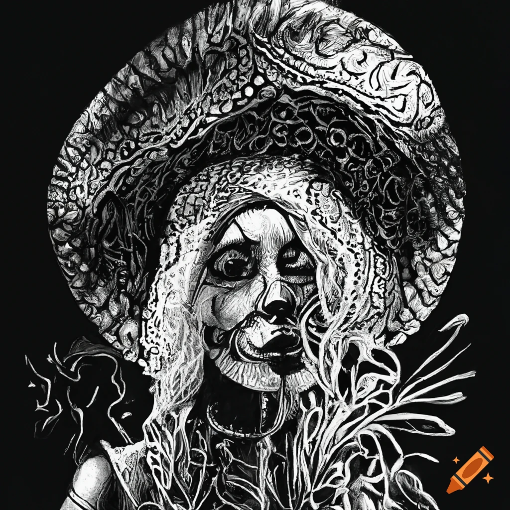 Mexican tequila witch illustration