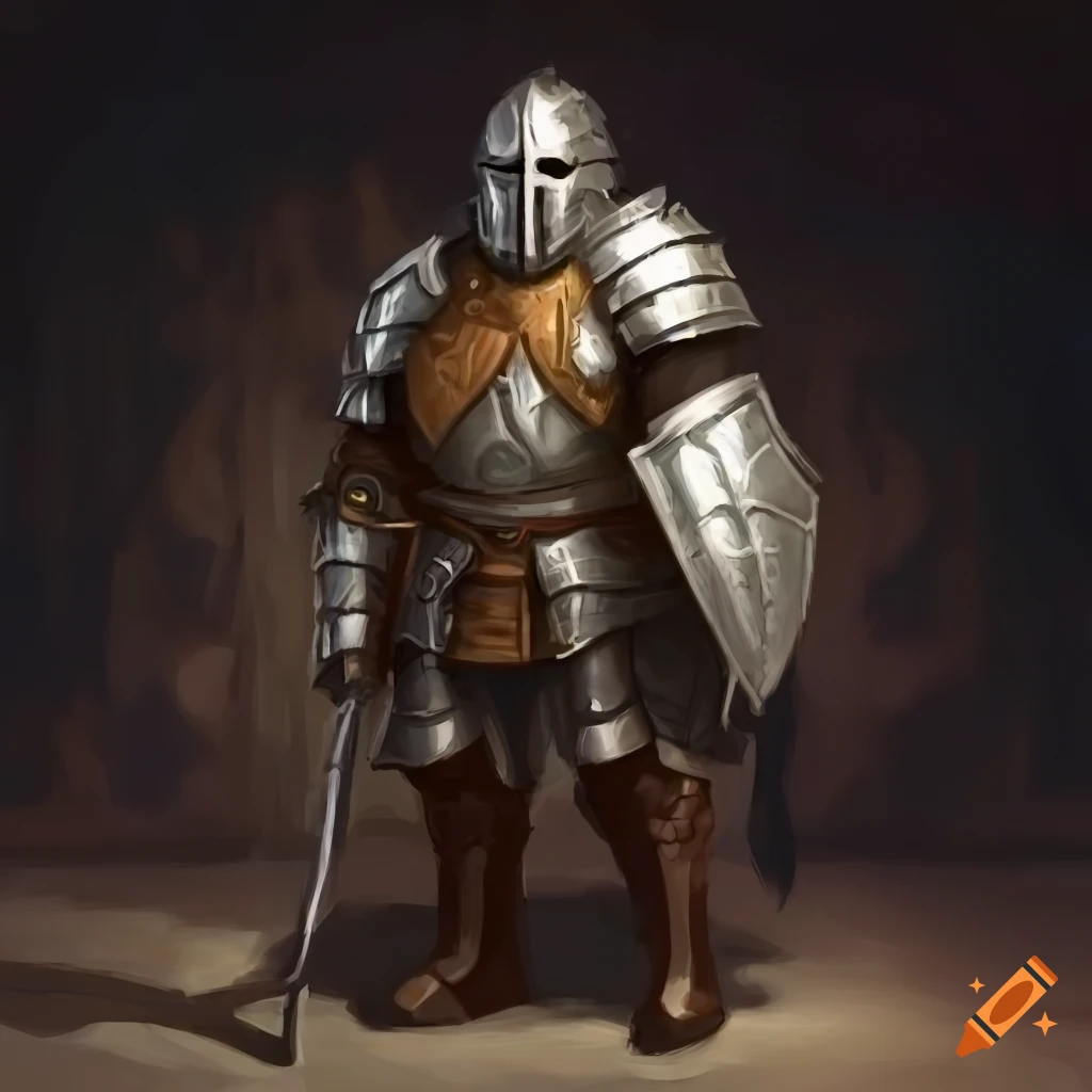 Dwarf in full armor riding a horse