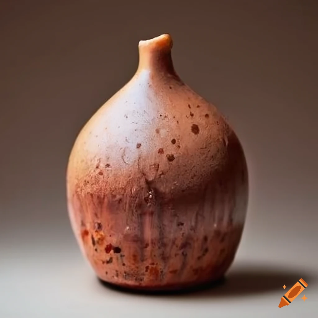 Ash glazed clay cylinder filled with figs